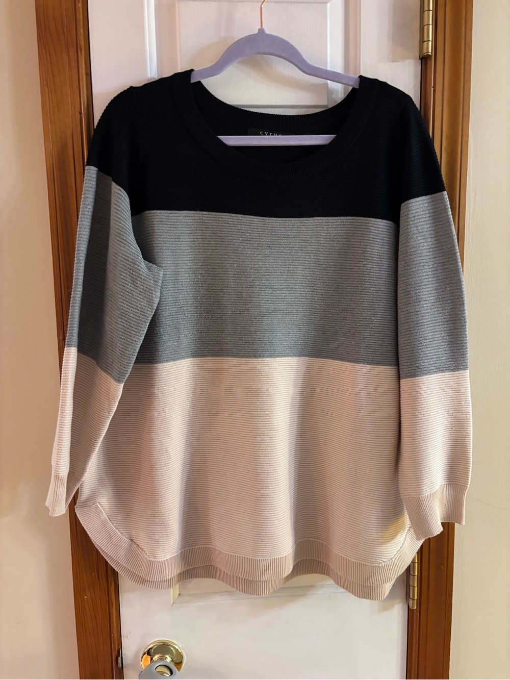 Cyrus Colorblock Crewneck Sweater - Black, Gray & Cream